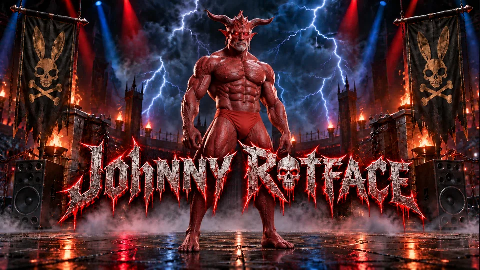 Johnny Rotface on the battle stage